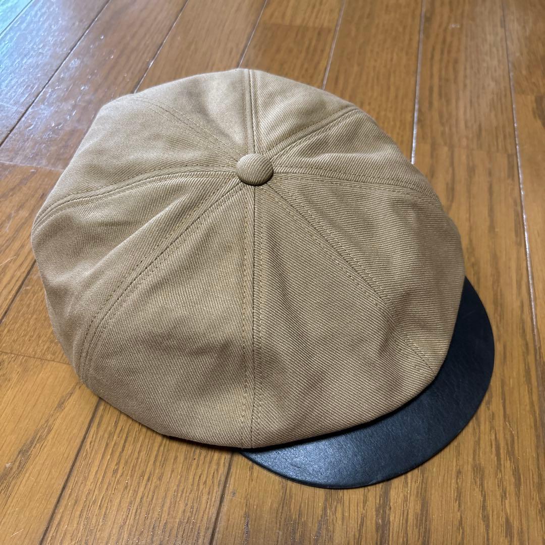 Attractions アトラクションズ　豪華本革＋綿 ブラウン キャスケット帽