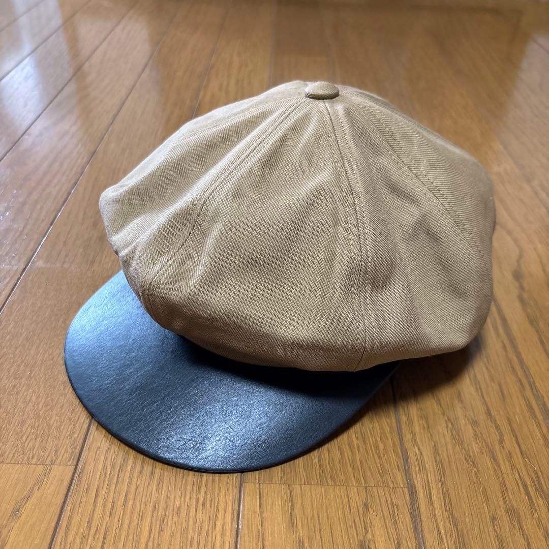 Attractions アトラクションズ　豪華本革＋綿 ブラウン キャスケット帽