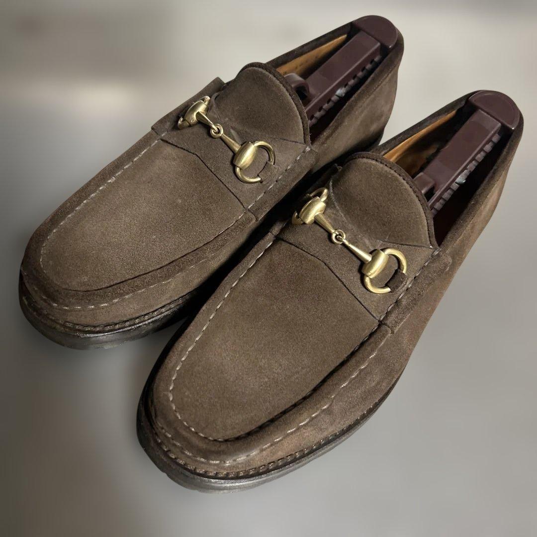 GUCCIグッチスエードローファー、ブラウン40.½