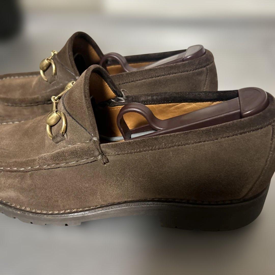 GUCCIグッチスエードローファー、ブラウン40.½