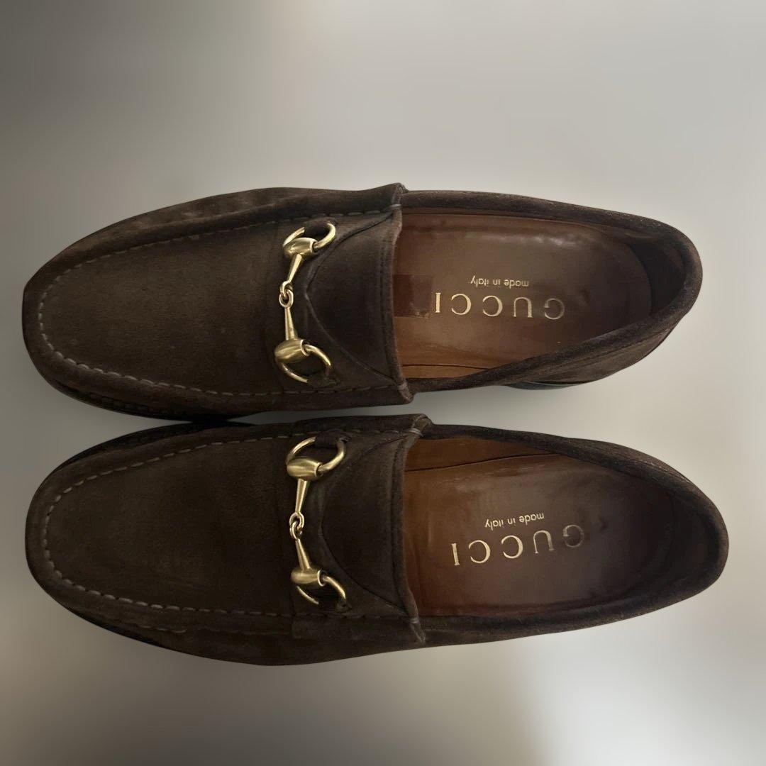 GUCCIグッチスエードローファー、ブラウン40.½