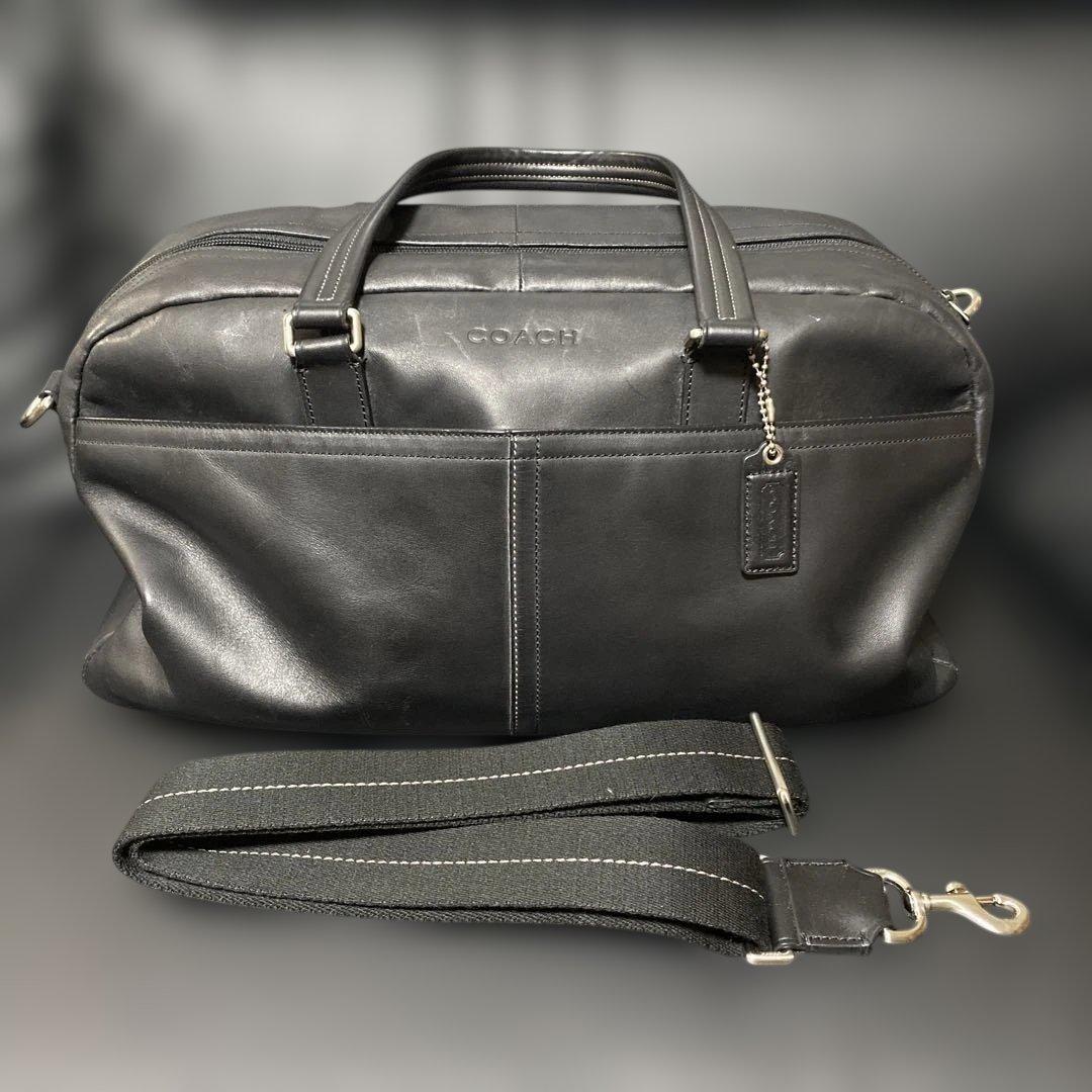 COACHコーチ F70668 オールブラック レザー 2wayボストンバッグ