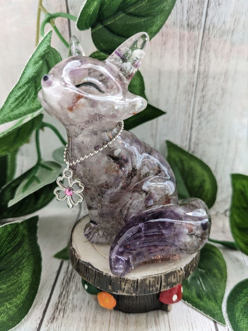 【やま】ライトカラーアメジストのかばちゃん形オルゴナイト☆他７点