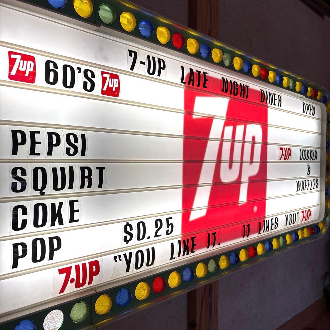 宝物！　60s 70s セブンアップ　メニューボード　看板　ネオンサイン　7up