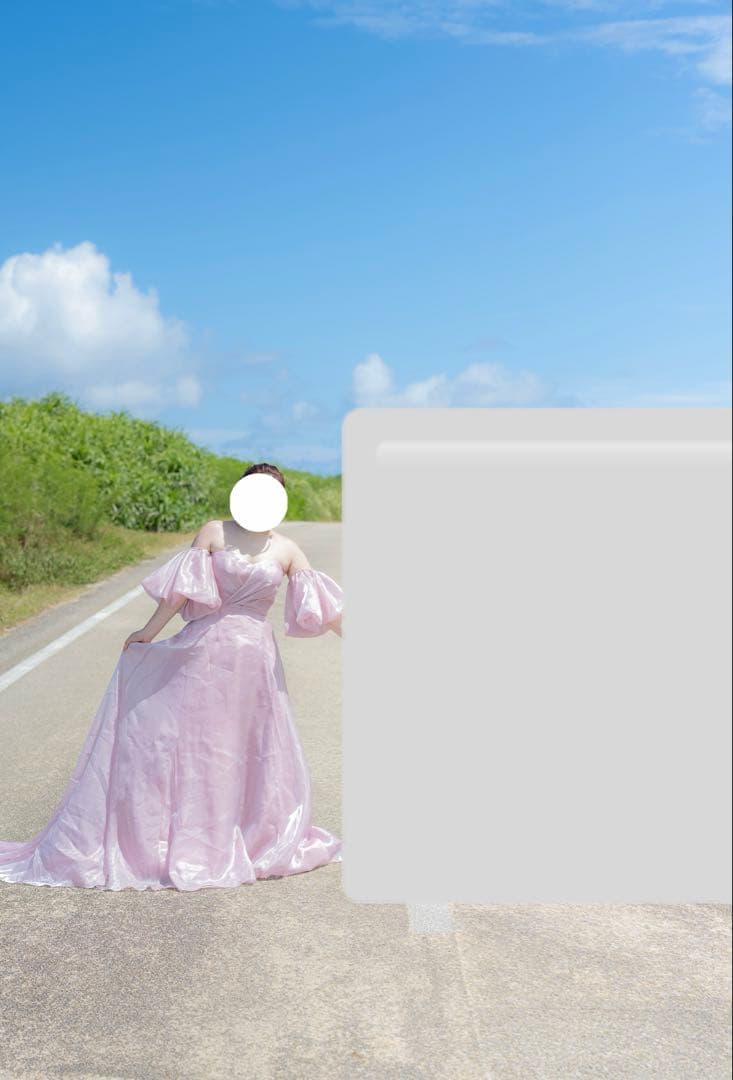 ピンク オフショルダー フリルドレス