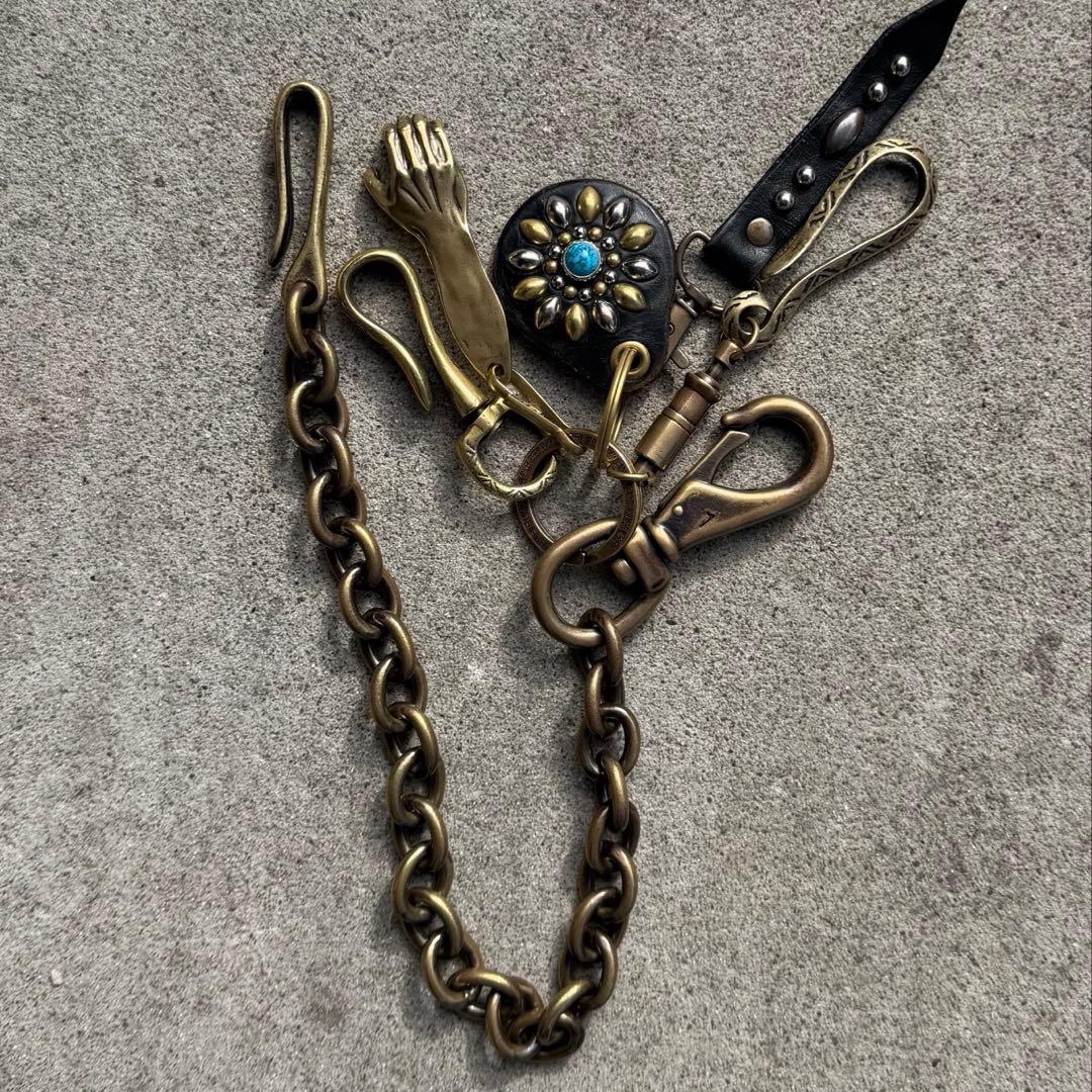 ウォレットチェーン 真鍮 RRL 山田蓮 スタッズ