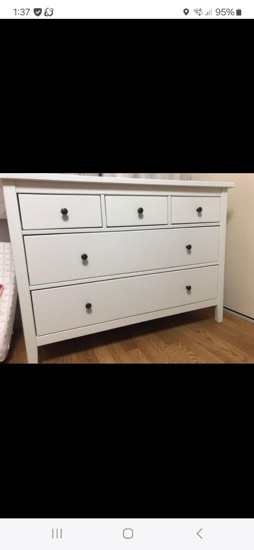 ホワイトチェスト 5段 引き出し付き