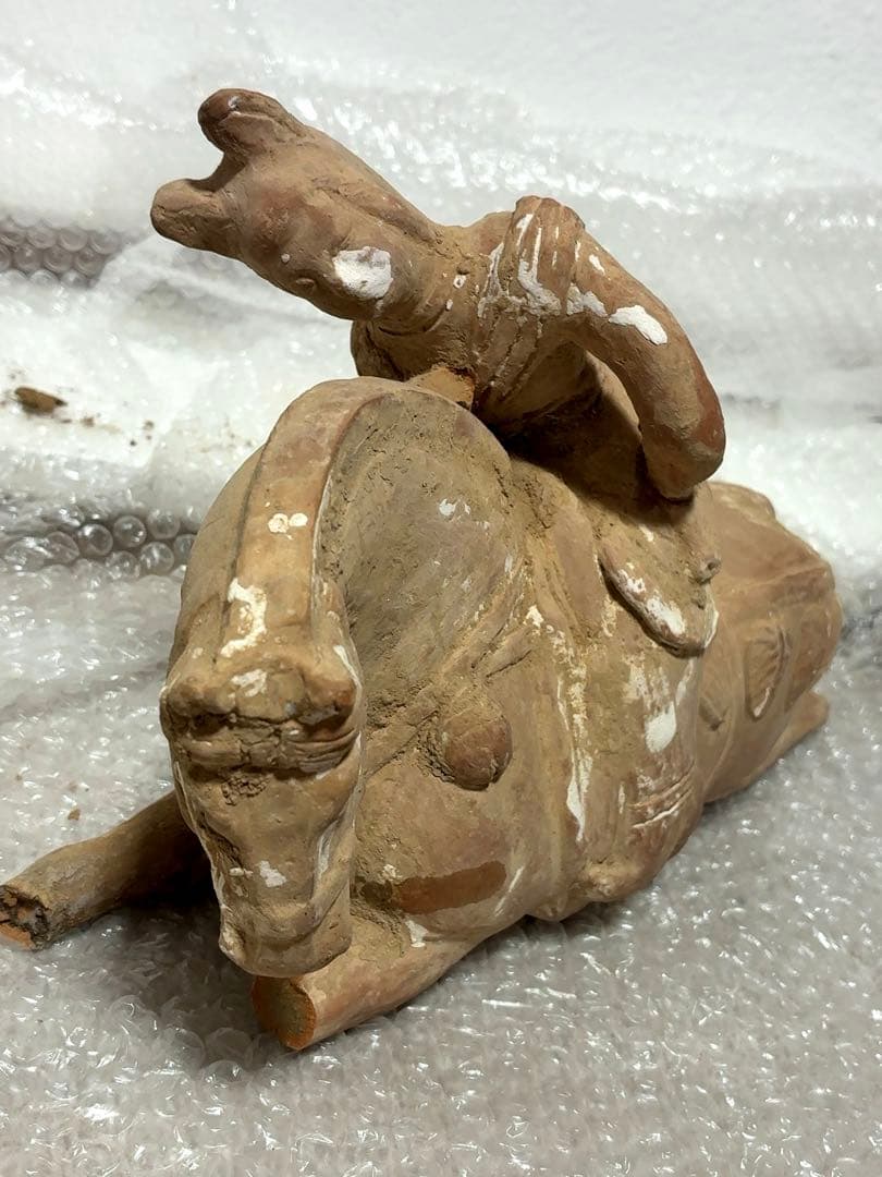 17世紀　李氏朝鮮　馬上の天女　儒教　仏像　骨董　アンティーク　発掘品　像　彫刻