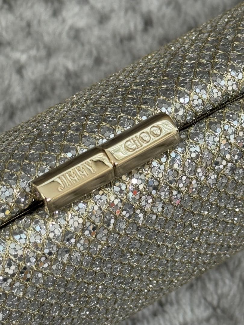 JIMMY CHOO ジミーチュウ　グリッター　クラッチ　シルバー/ゴールド