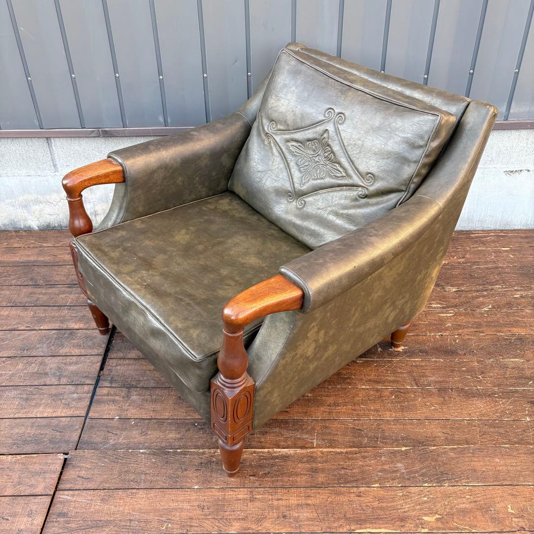 ② 昭和レトロ ヴィンテージ マルニ木工 一人掛けソファ アームチェア ラウンジ