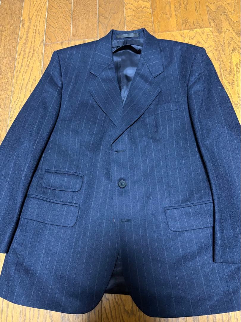 スーツ 1930s風 英国輸入 レトロ 戦前 ネイビー ストライプ スリーピース
