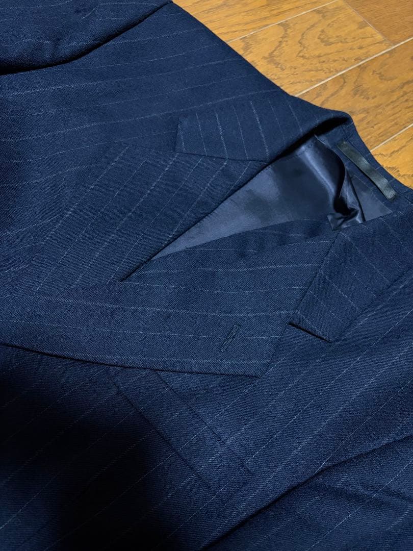 スーツ 1930s風 英国輸入 レトロ 戦前 ネイビー ストライプ スリーピース