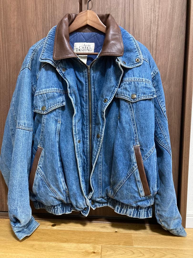 ASH CREEK TRADING デニムジャケット　ブルゾン　レザー　古着