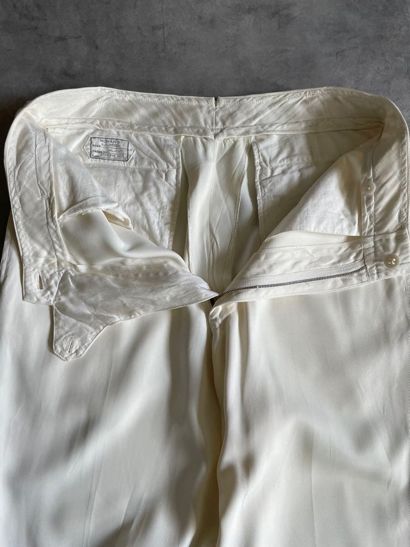 山*鶏様 Special! 50s ホワイトレーヨンギャバスラックス 極太 ロカ