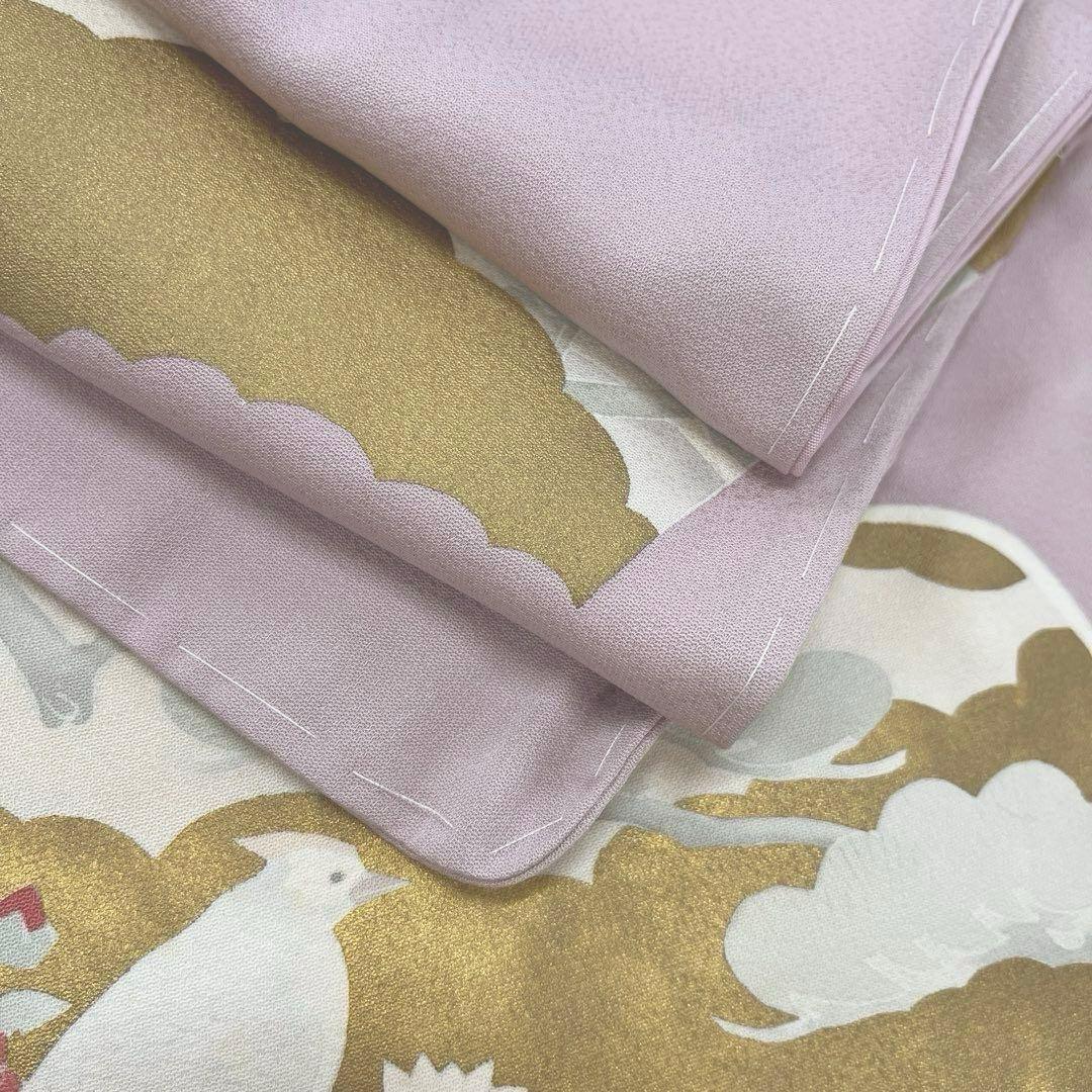 正絹 訪問着 扇面重文(未使用品)袋帯セット【裄69cm】