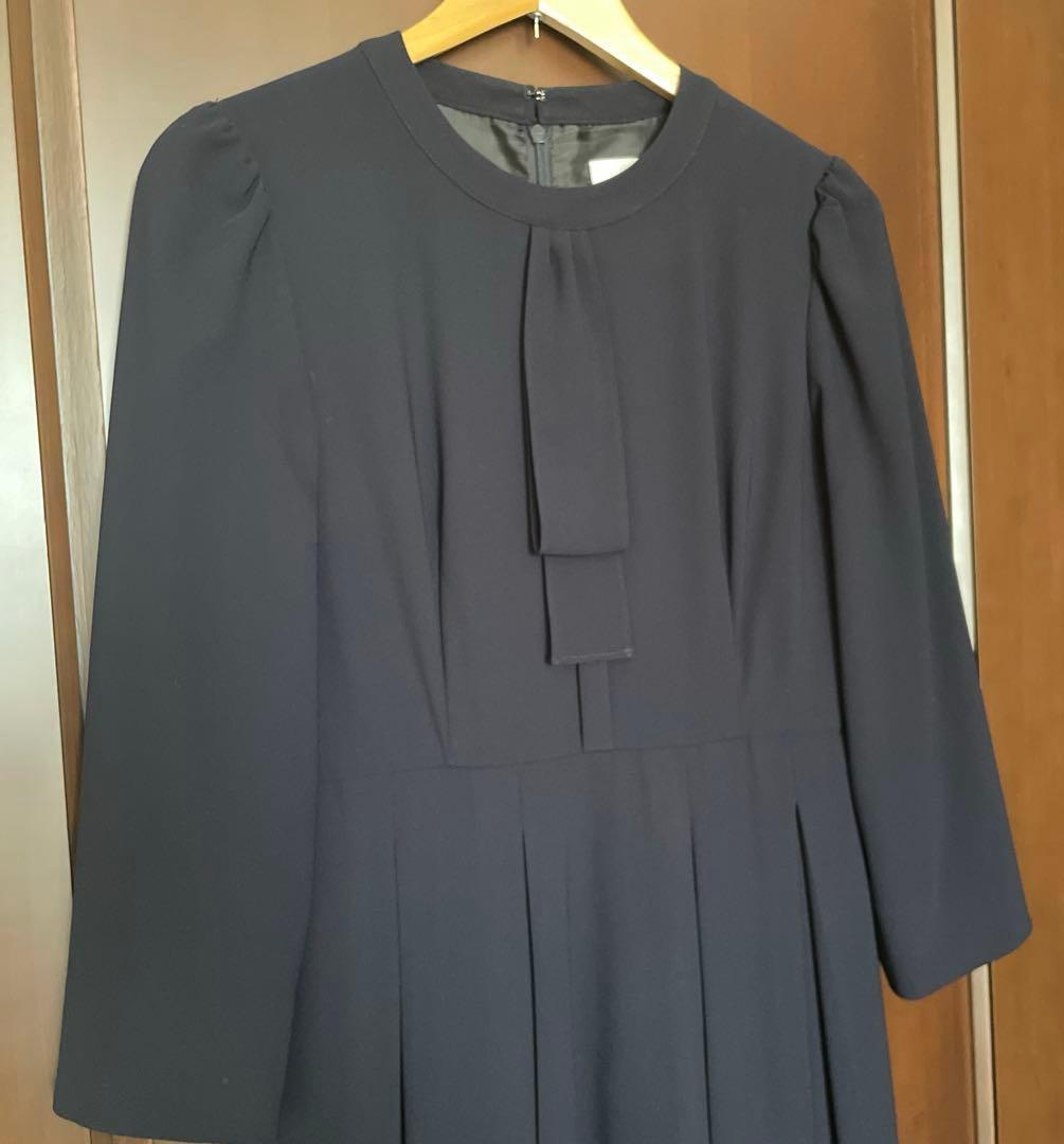 セルフォード　ボウタイプリーツワンピース　ネイビー