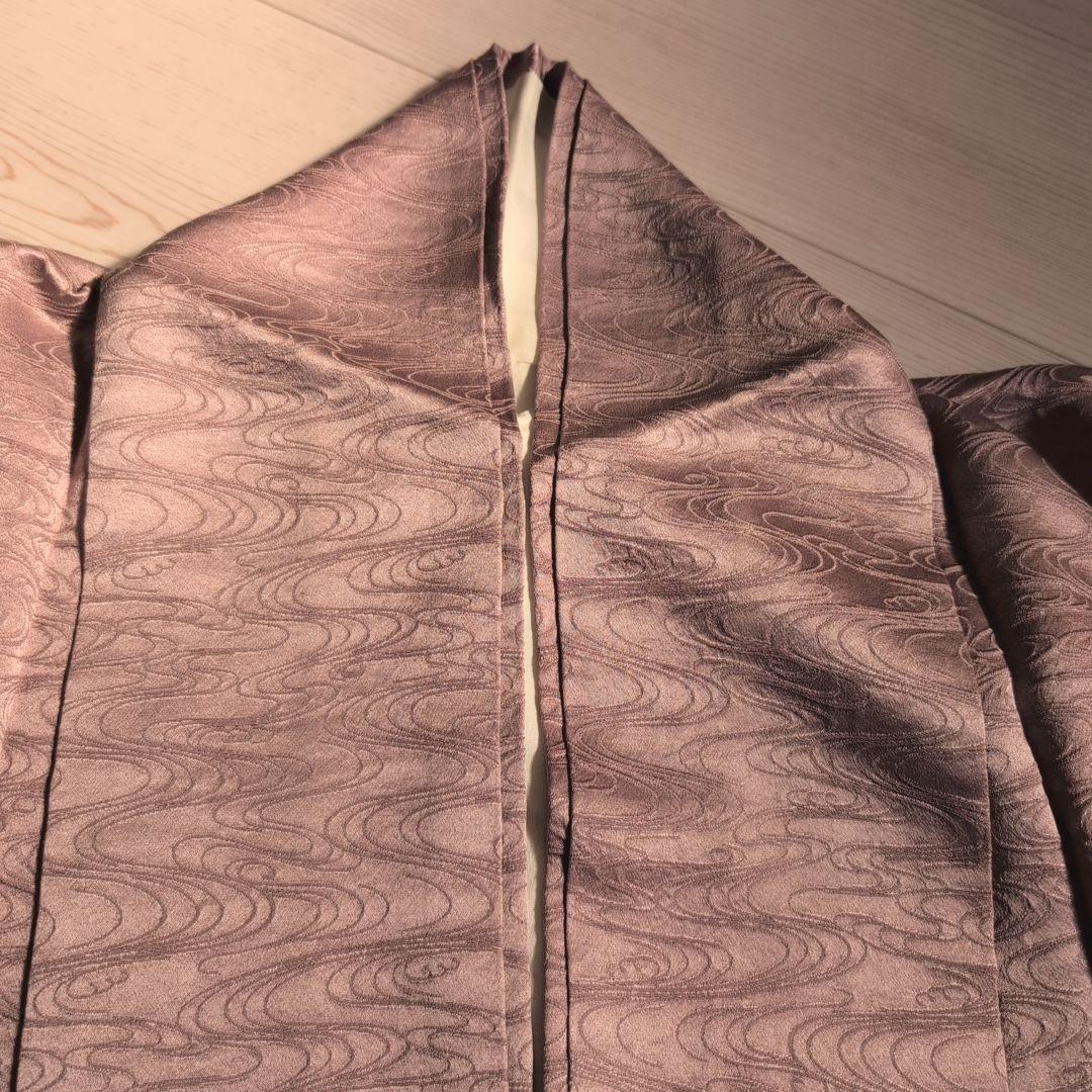訪問着　フルセット　付け下げ　着物　正絹　紫　地紋豪華　波　帯草木染羅峰錦　B2