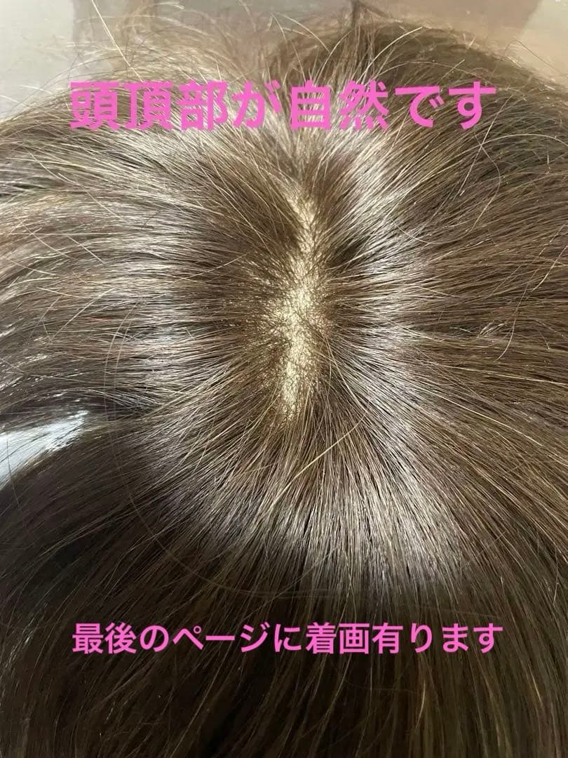 お値下げ❣️アートネイチャー左分け人毛100ショート頭頂部ウイッグ自然なブラウン
