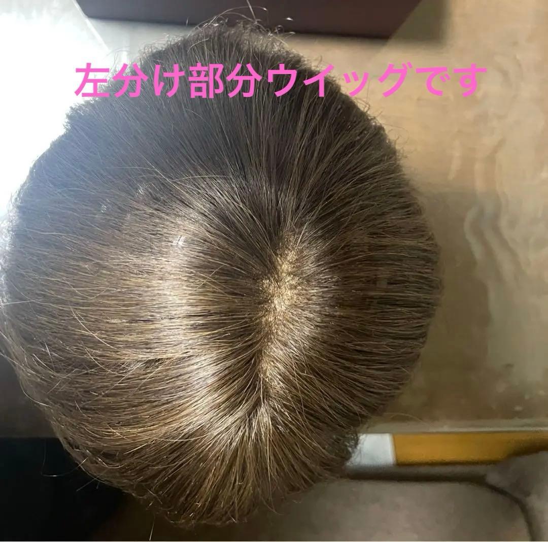 お値下げ❣️アートネイチャー左分け人毛100ショート頭頂部ウイッグ自然なブラウン