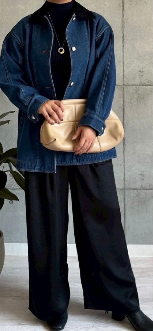 【のっぽROSIEE】裏起毛デニムジャケット ブルー