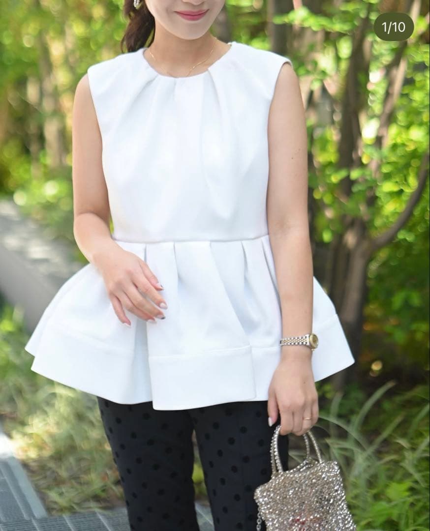 TREFLE+1 トレフルプラスワン クラウドトップス ノースリーブ ホワイト