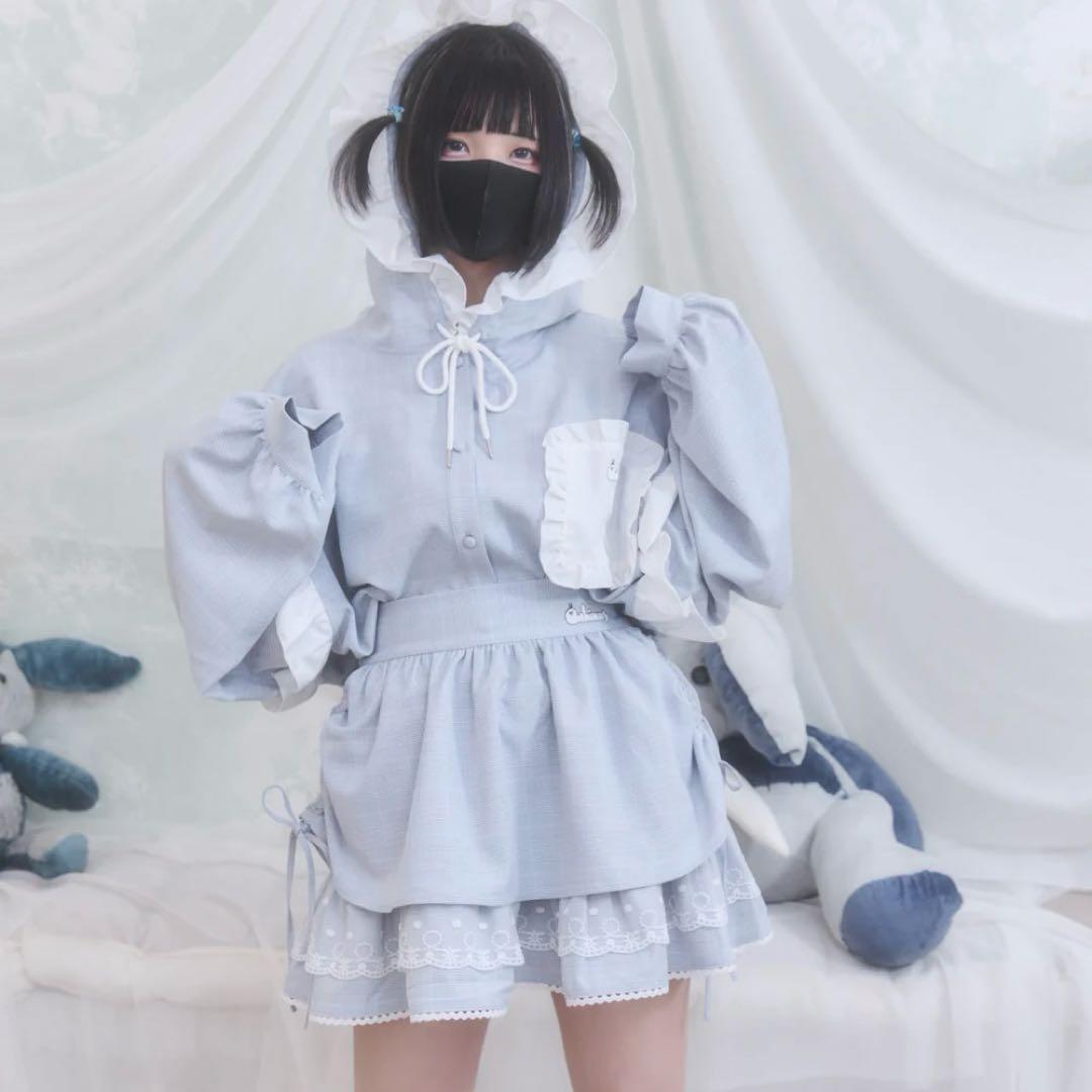 Whinny ホワイニー ぬた。 彗色予報 バブみでヤバみなフードシャツ グレー