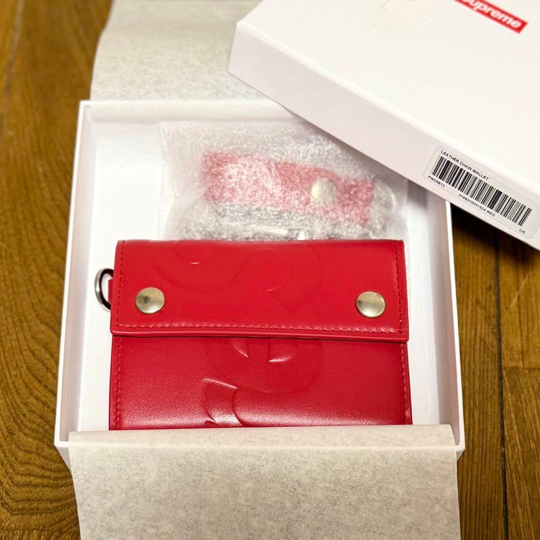 新品未使用 Supreme Leather Chain Wallet レッド