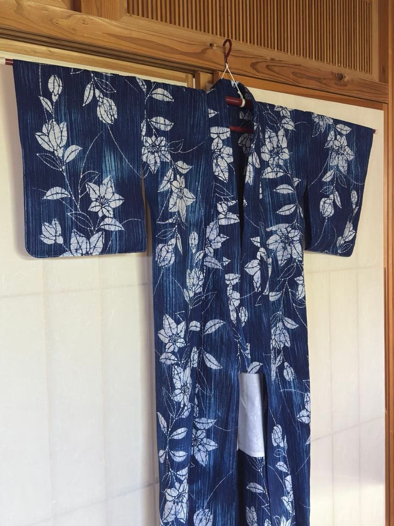 希少【竺仙】未使用しつけ糸付き⭐︎ろうけつ染め⭐︎桔梗　青　浴衣