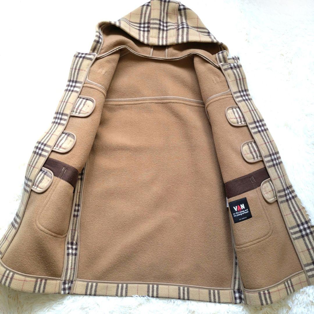 希少✨ヴァンヂャケット　ダッフルコート　チェック　総柄　ブラウン