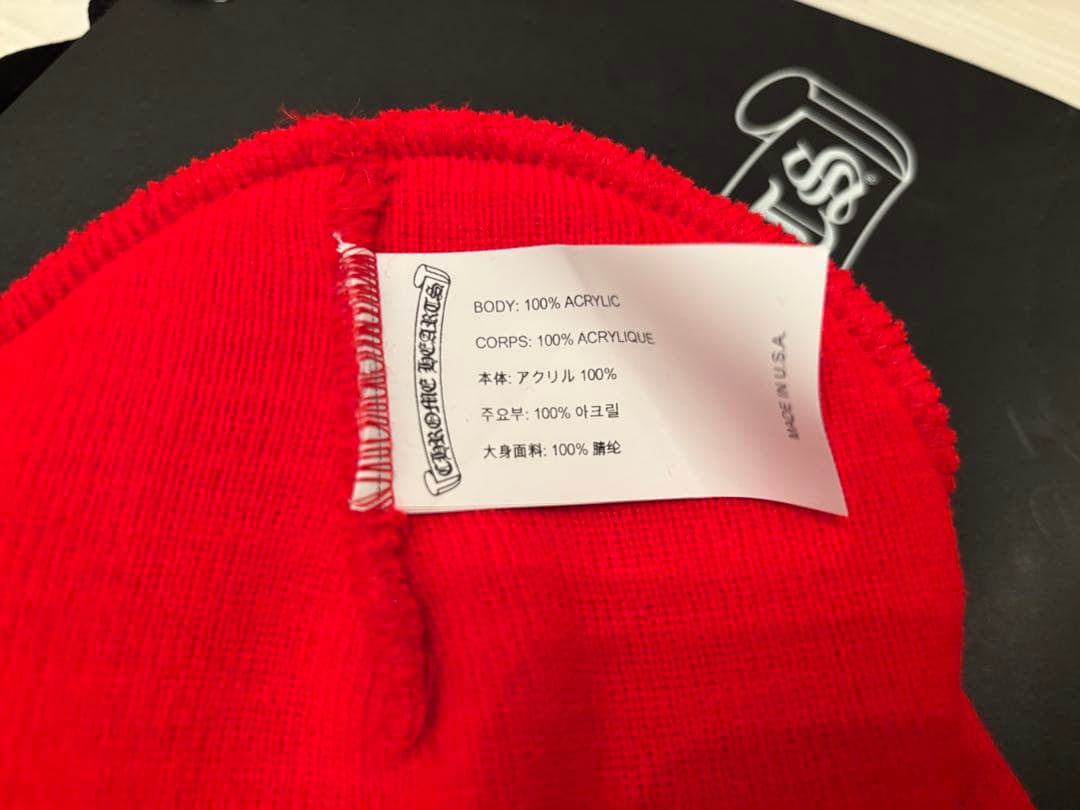 未使用　CHROME HEARTS レッド ニット帽　ビーニー　クロムハーツ