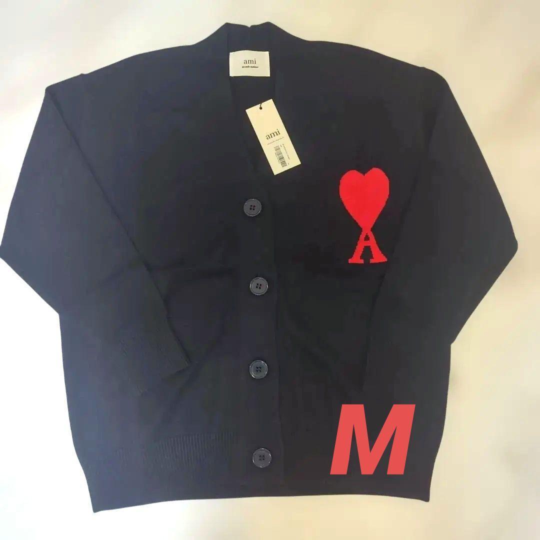 Ami Paris アミパリス ハートロゴ カーディガン ネイビー　M