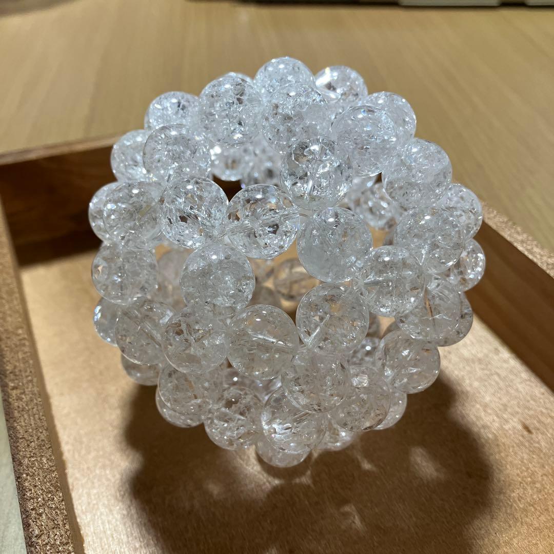 【SB-14-1】神聖幾何学 フラーレン 爆裂クラック水晶14ミリ玉使用