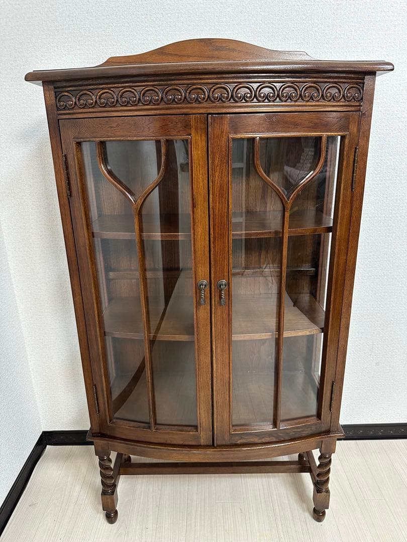 英国 西洋 アンティーク調 サイドキャビネット 飾り棚 ツイストレッグ※i4※