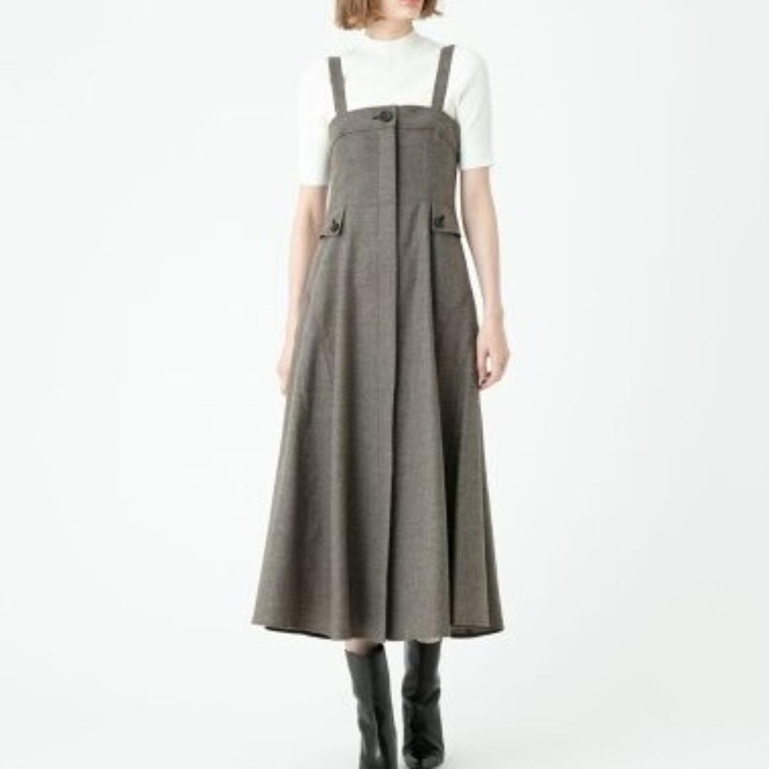 allureville シックツイードサロペットドレス ブラウン サイズ2