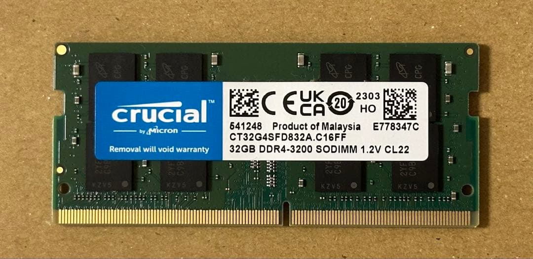 メモリー Crucial 32GB DDR4 3200mhz SODIMM
