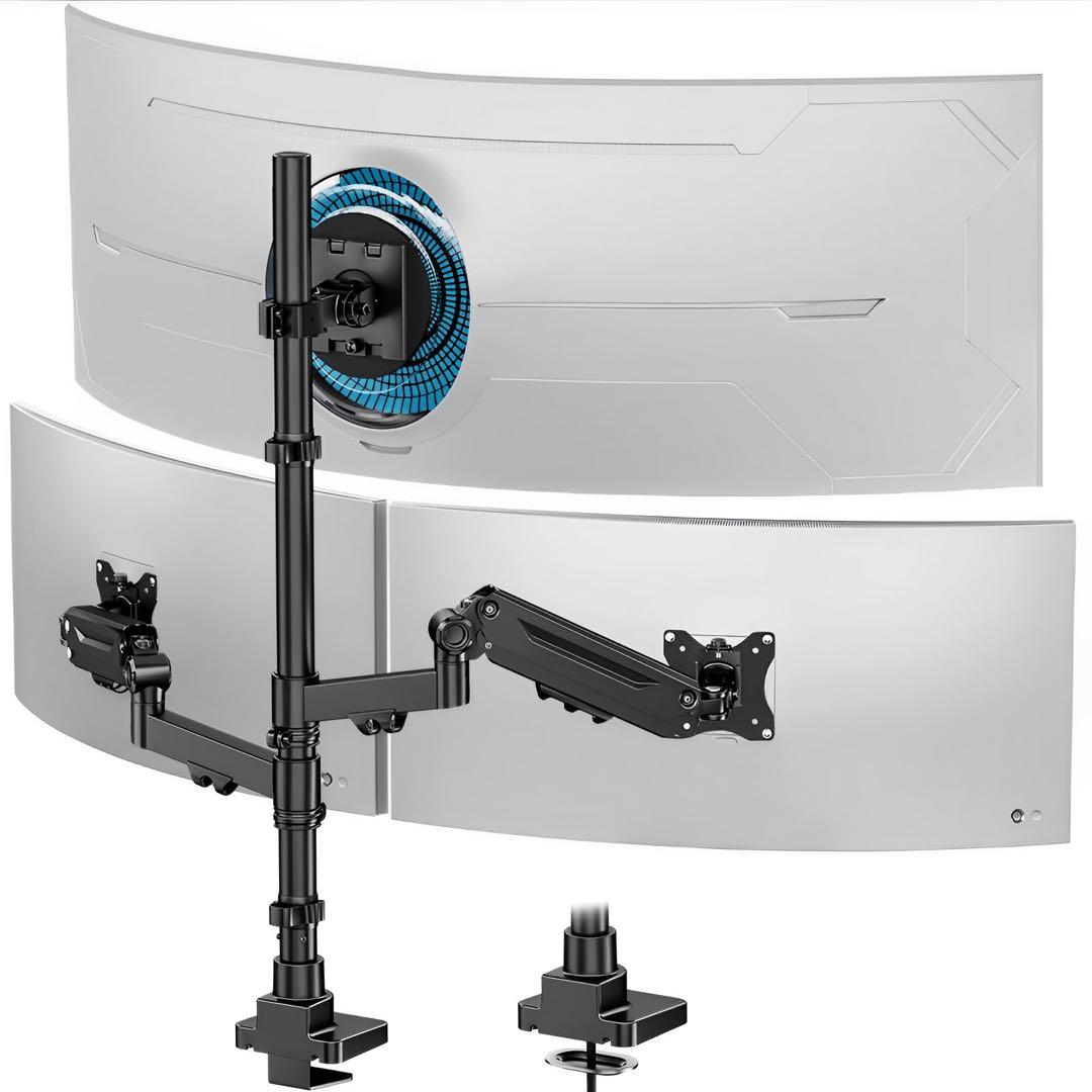 モニターアーム　3画面　17~49インチ対応　ガス圧式　耐荷重20kg VESA