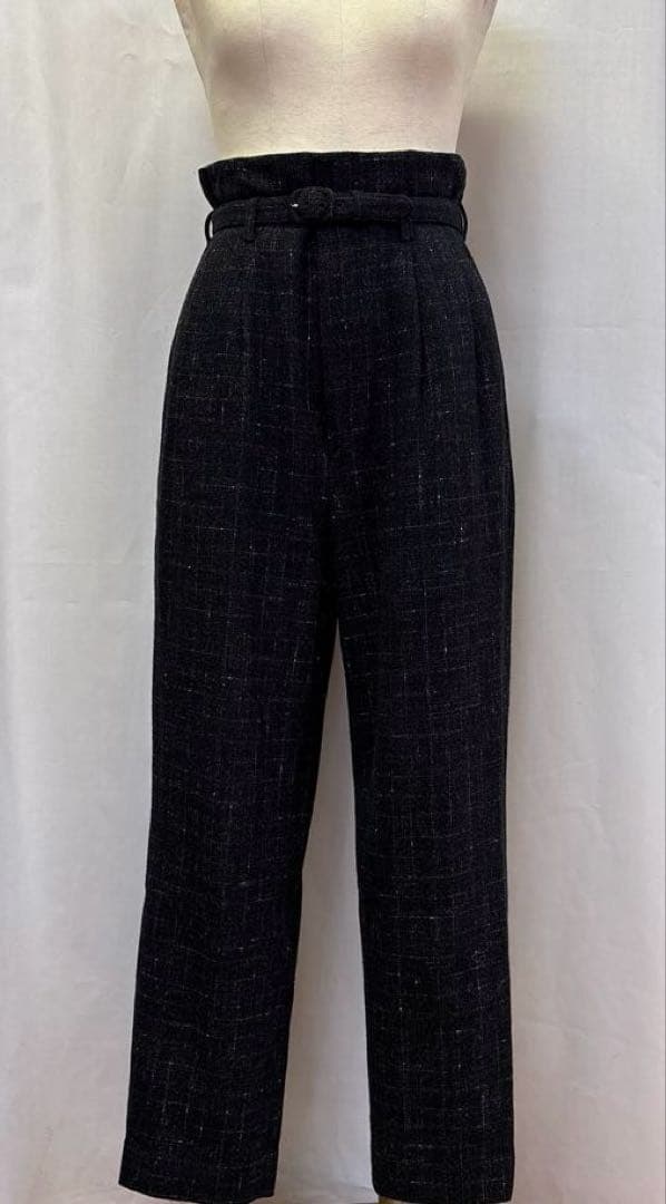 フミカウチダ　ハイウェストパンツ　ベルト付き　ウールツィードパンツ　サイズ38