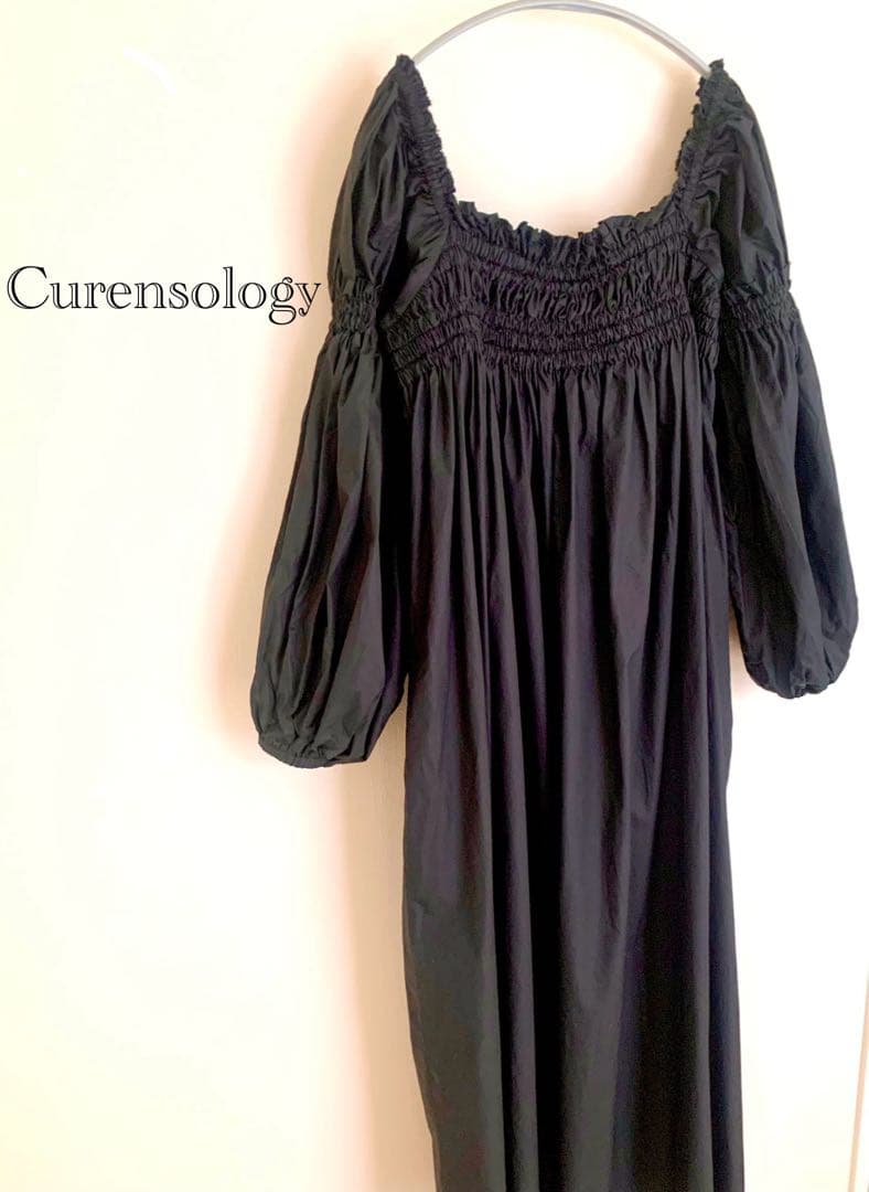 カレンソロジー 2way ギャザーワンピース　ブラック　フレアー　オフショルダー