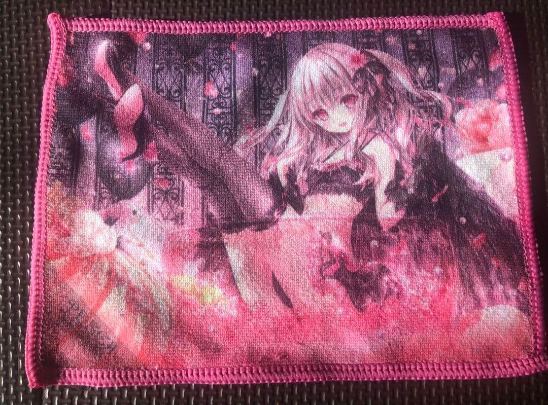 キャラクタータオル ピンク 黒 約30cm x 40cm