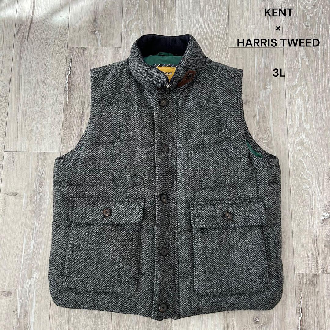 KENT HARRIS TWEED ダウンベスト 3L グレー チンストラップ