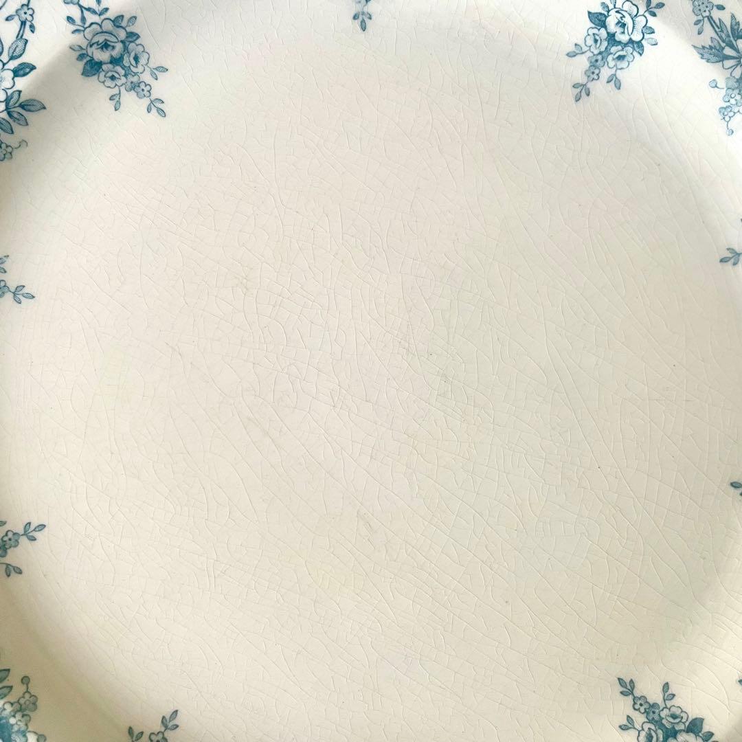 エミールブルジョワ窯ブルーリボンのガーランドプレート　平皿　フランスアンティーク