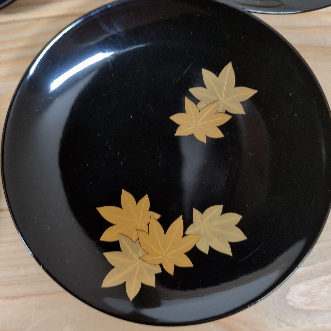 輪島塗　流水桜扇面見返り紅葉煮物椀　５客