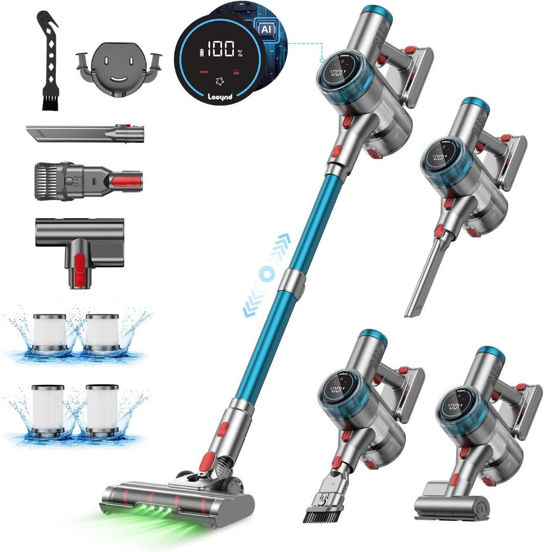 掃除機 コードレス85Kpa真の強力吸引・自立式ブラシヘッド・ダニ除去ブラシ付き