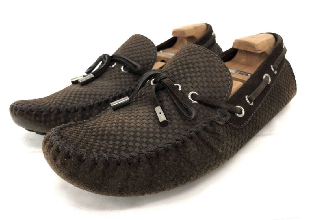 03079LOUISVUITTONルイヴィトンダミエスエードドライビングシューズ