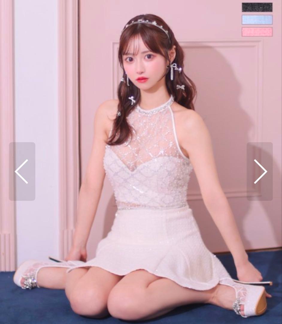 【sugarドレス】キャバドレス ホワイトレースフレアドレス