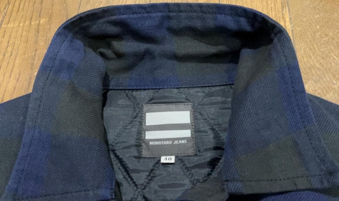 ＊桃太郎ジーンズ 中綿 チェック 裏キルティング カバーオール アウター 40