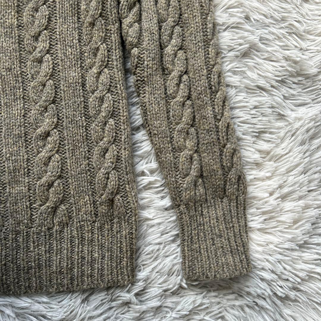 【美品】INVERALLAN ケーブルニット カーキ系 36サイズ 英国製