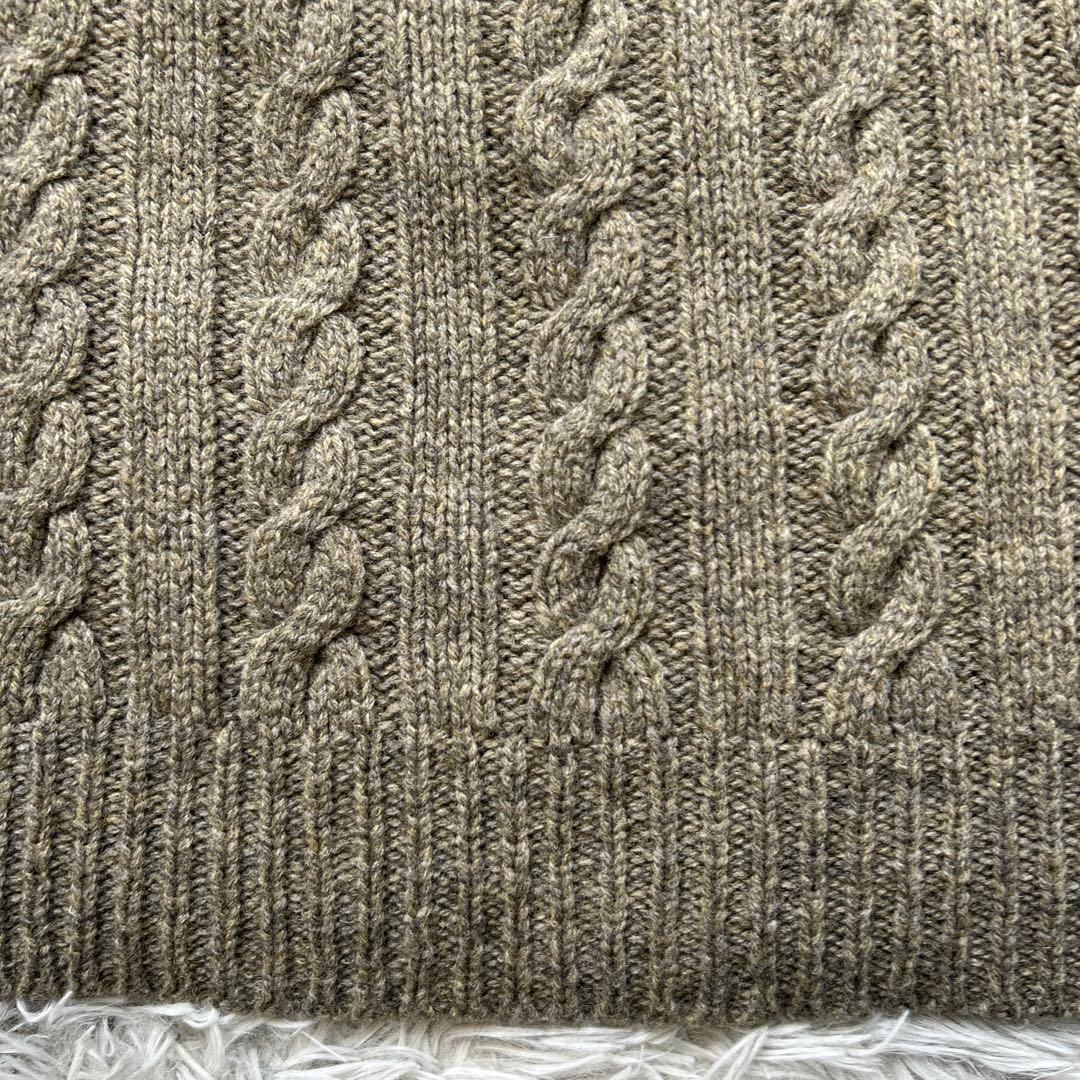【美品】INVERALLAN ケーブルニット カーキ系 36サイズ 英国製
