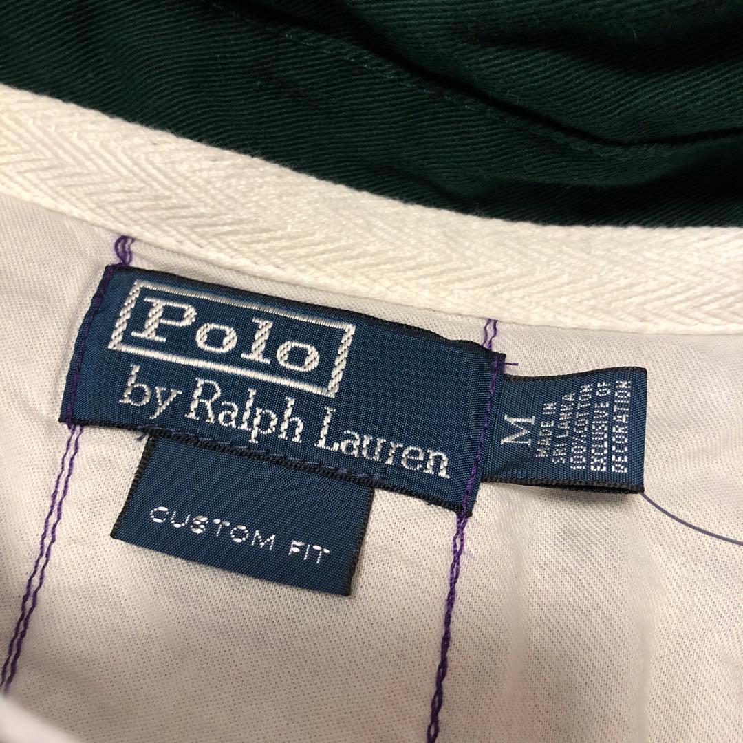 タグ付　ラルフローレン　長袖ラガーシャツ　ビッグポニー刺繍ロゴ　パープル　90s