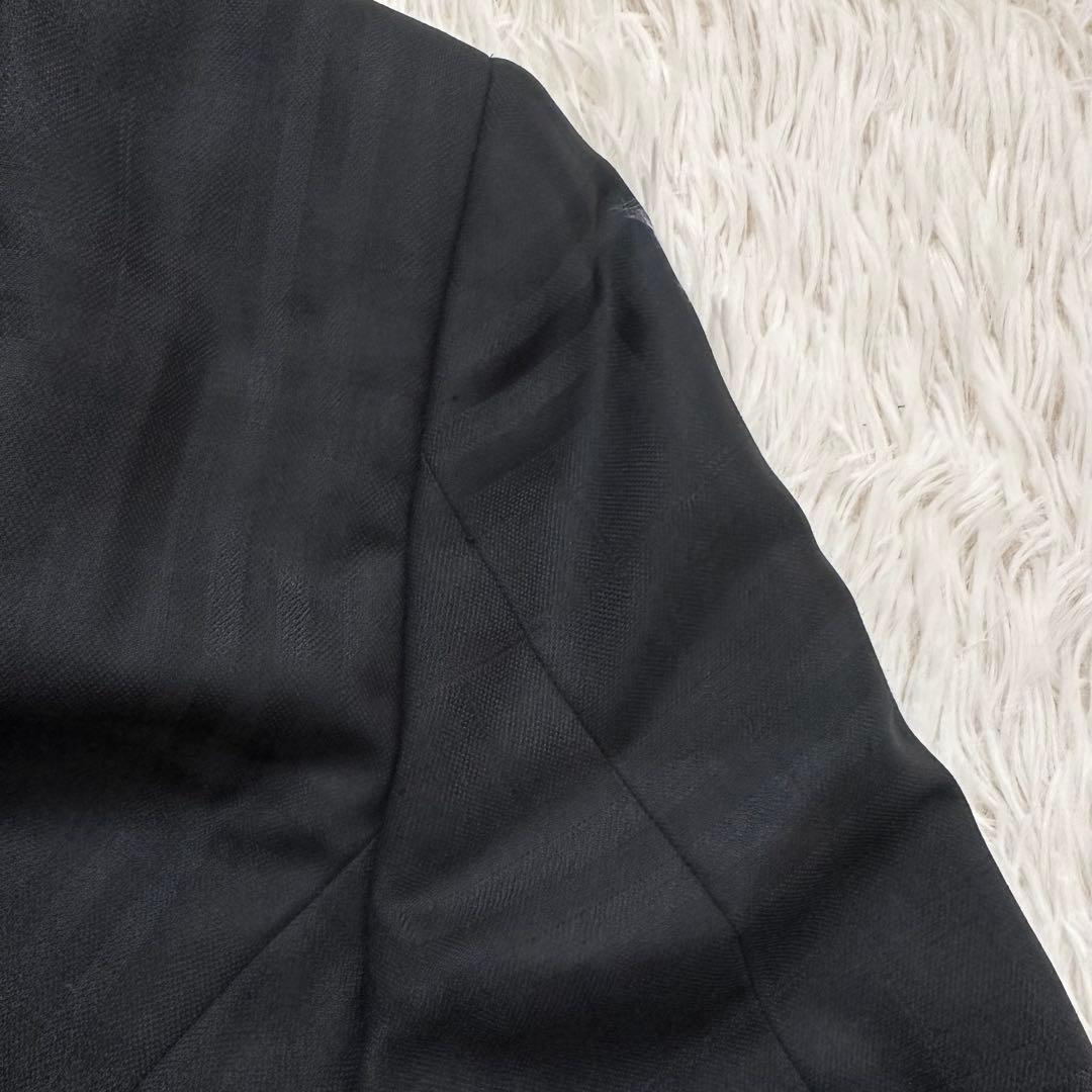 バーバリー シャドーノバチェック テーラードジャケット 絹混 ブラック M